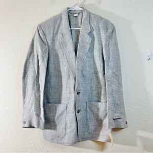 NWT Liz Claiborne Linen Blazer Jacket Women Size 36 Gray Pockets Vintage